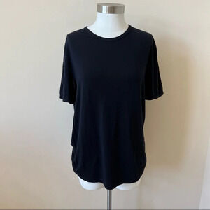 Cacharel drapey micro modal crewneck solid black tee 5125